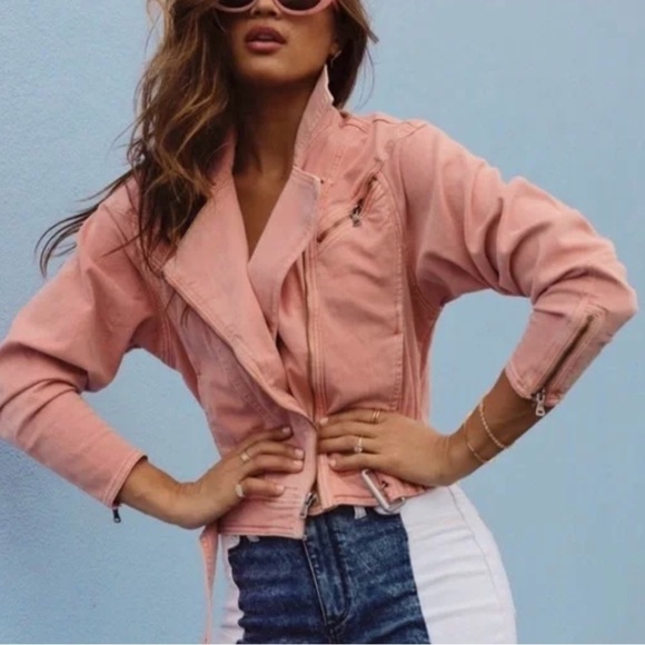 Hayden Los Angeles crop jacket suede-like feel soft pink tone size medium - Picture 1 of 8